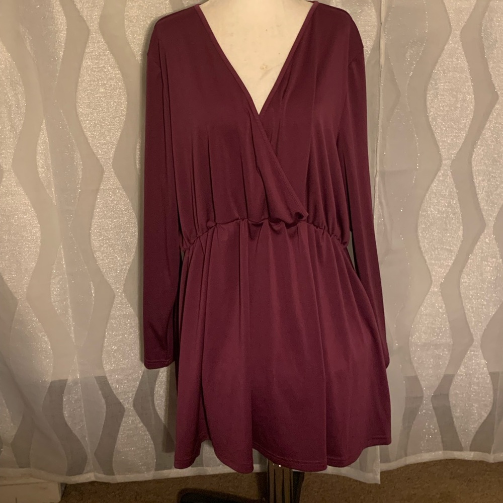 Purple loose fit low V cut